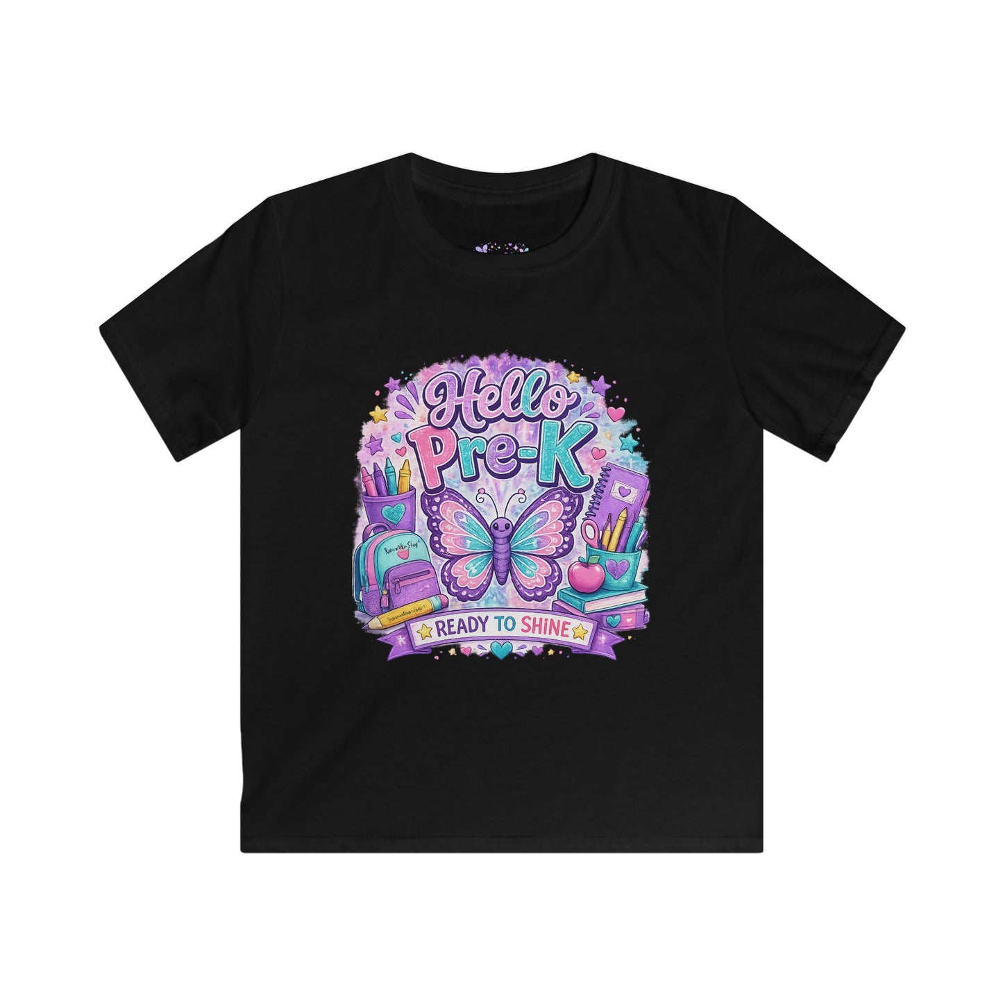 Hello Pre-K Ready to Shine T-Shirt | Preschool Butterfly Shirt | First Day of School Tee | Back to School Kids Apparel 🦋📚💜✨