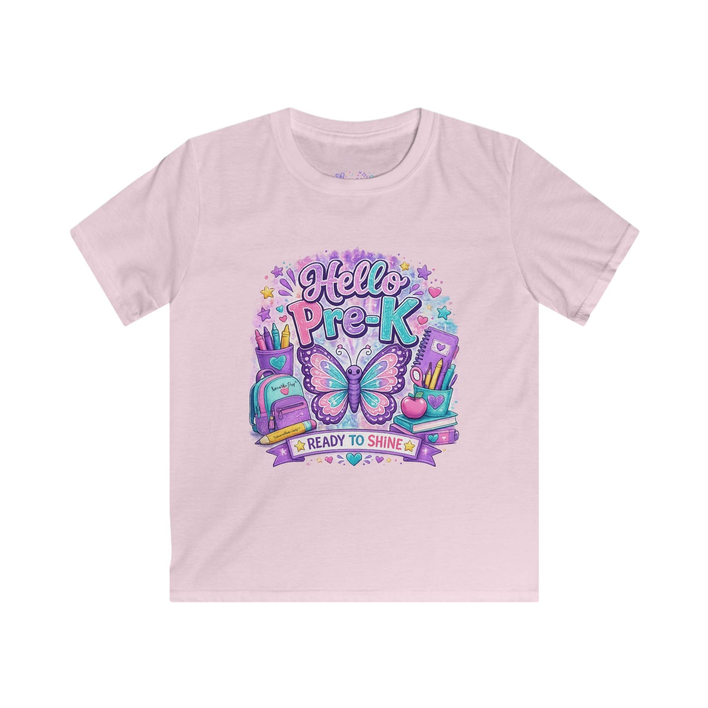 Hello Pre-K Ready to Shine T-Shirt | Preschool Butterfly Shirt | First Day of School Tee | Back to School Kids Apparel 🦋📚💜✨