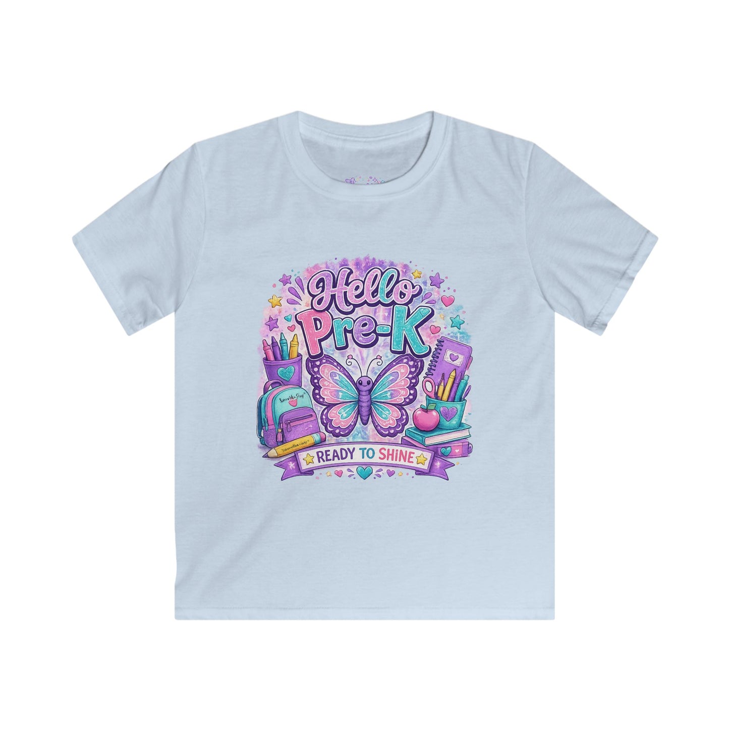 Hello Pre-K Ready to Shine T-Shirt | Preschool Butterfly Shirt | First Day of School Tee | Back to School Kids Apparel 🦋📚💜✨