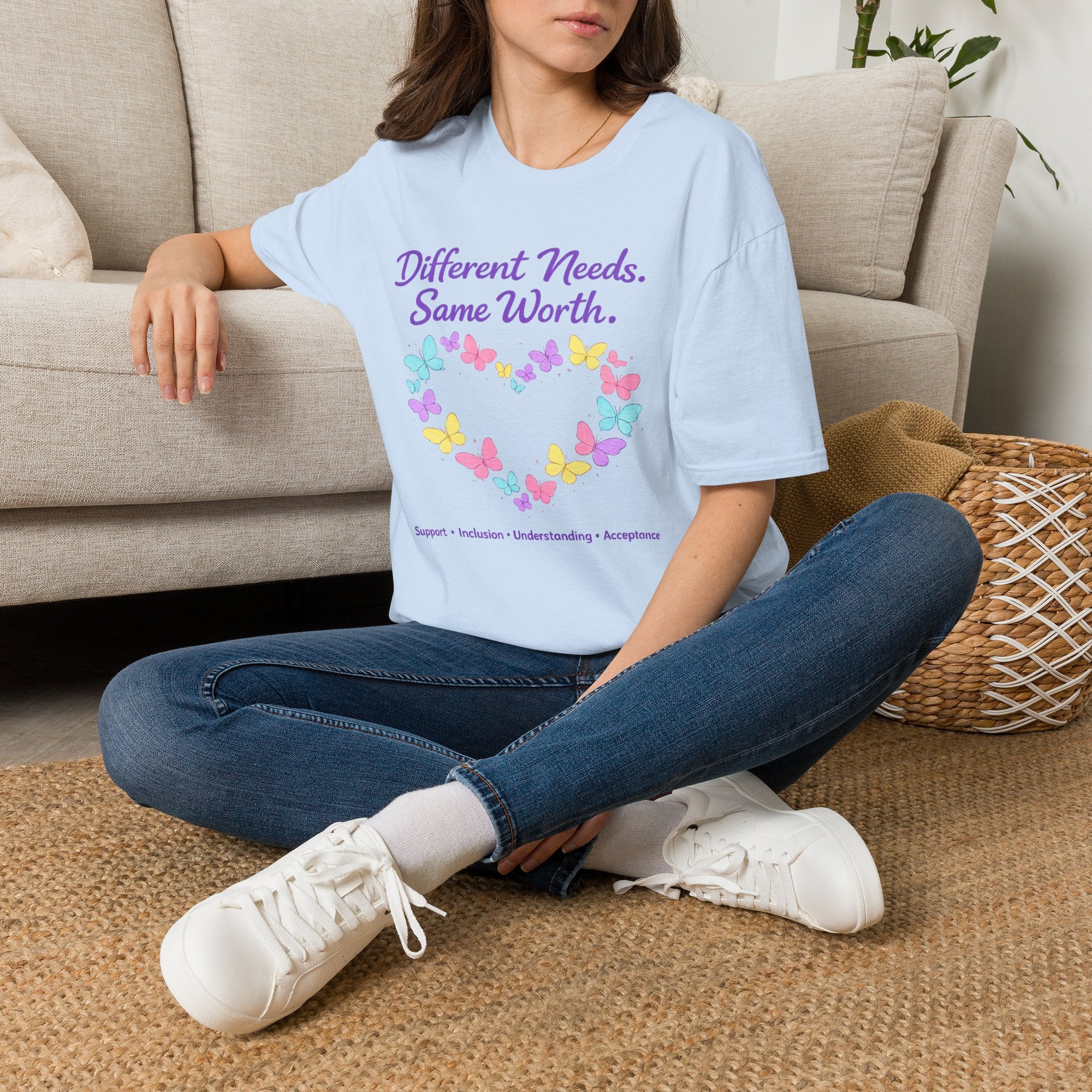 Different Needs Same Worth Shirt | Special Needs Awareness Tee | Neurodiversity Acceptance Butterfly T-Shirt