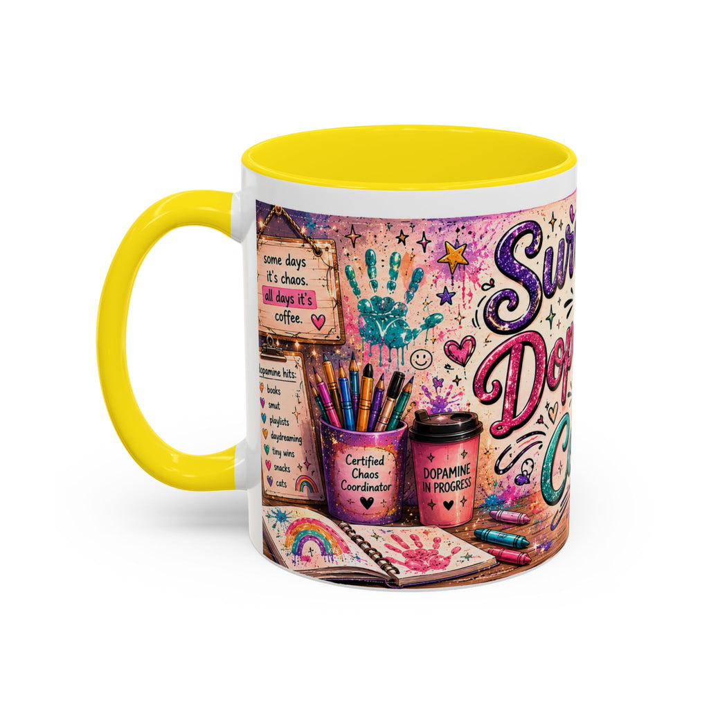 Surviving on Dopamine & Coffee Mug ☕ | Neurospicy Glitter Accent Cup | NeuroVibe Shop™