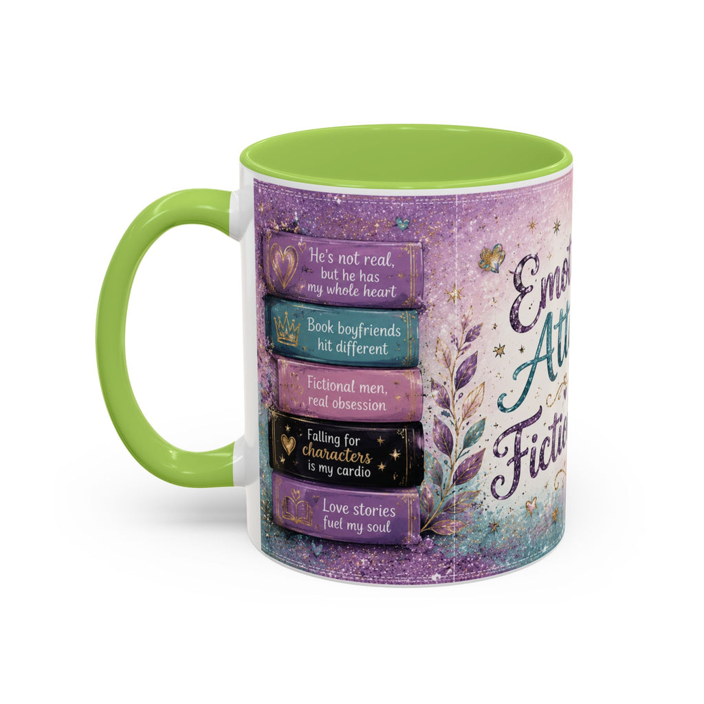 Emotionally Attached to Fictional Men Mug 💜 | Romance Reader Coffee Cup | NeuroVibe Shop™