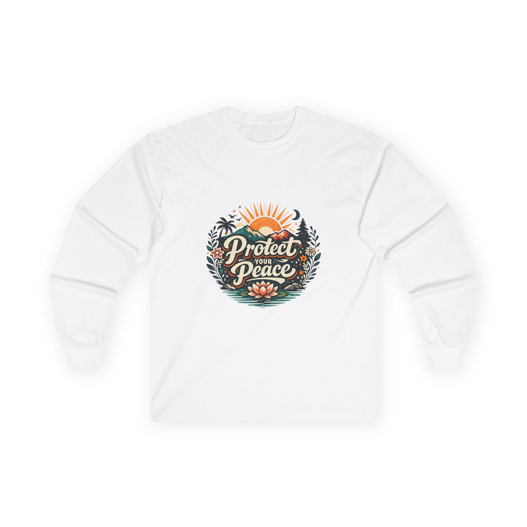 Protect Your Peace Long Sleeve Tee ✌️ | Cozy Self-Care Shirt | NeuroVibe Shop™