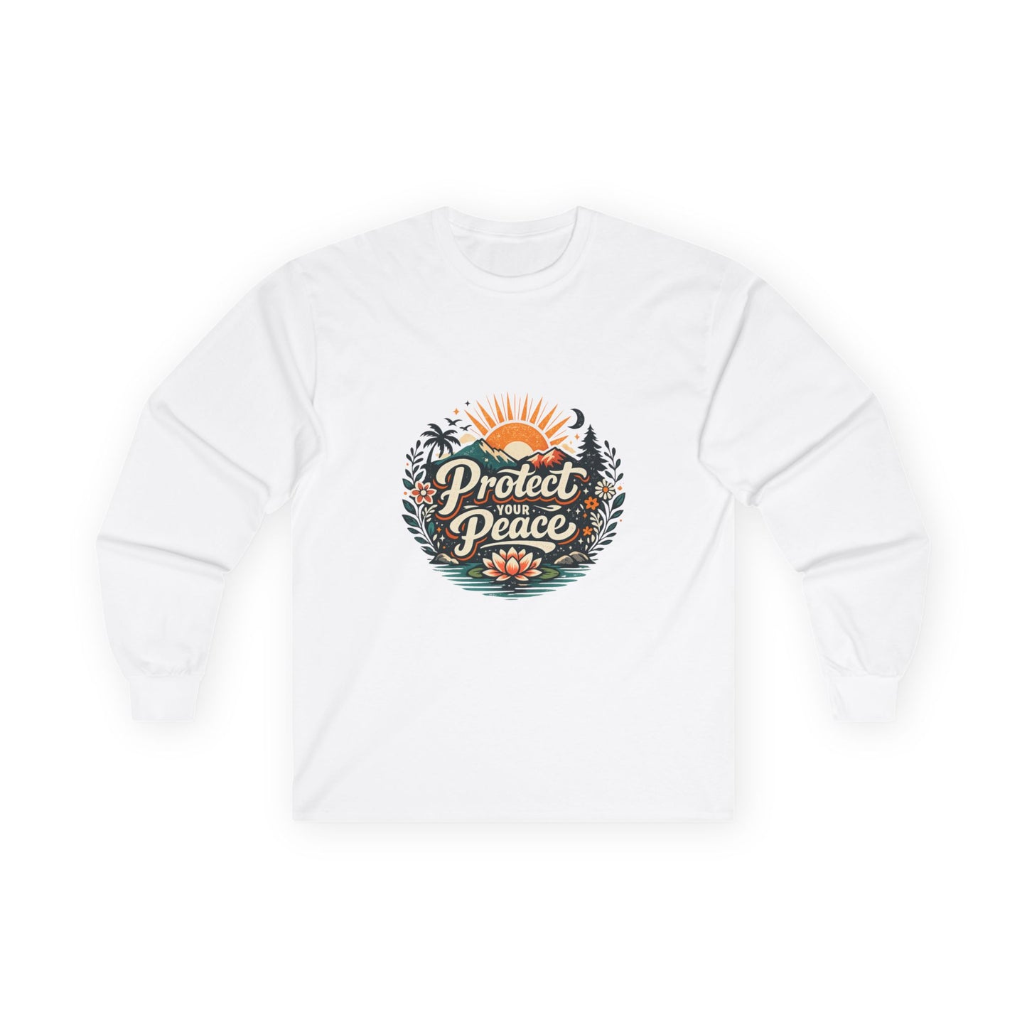 Protect Your Peace Long Sleeve Tee ✌️ | Cozy Self-Care Shirt | NeuroVibe Shop™