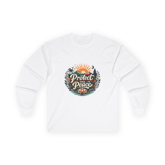 Protect Your Peace Long Sleeve Tee ✌️ | Cozy Self-Care Shirt | NeuroVibe Shop™