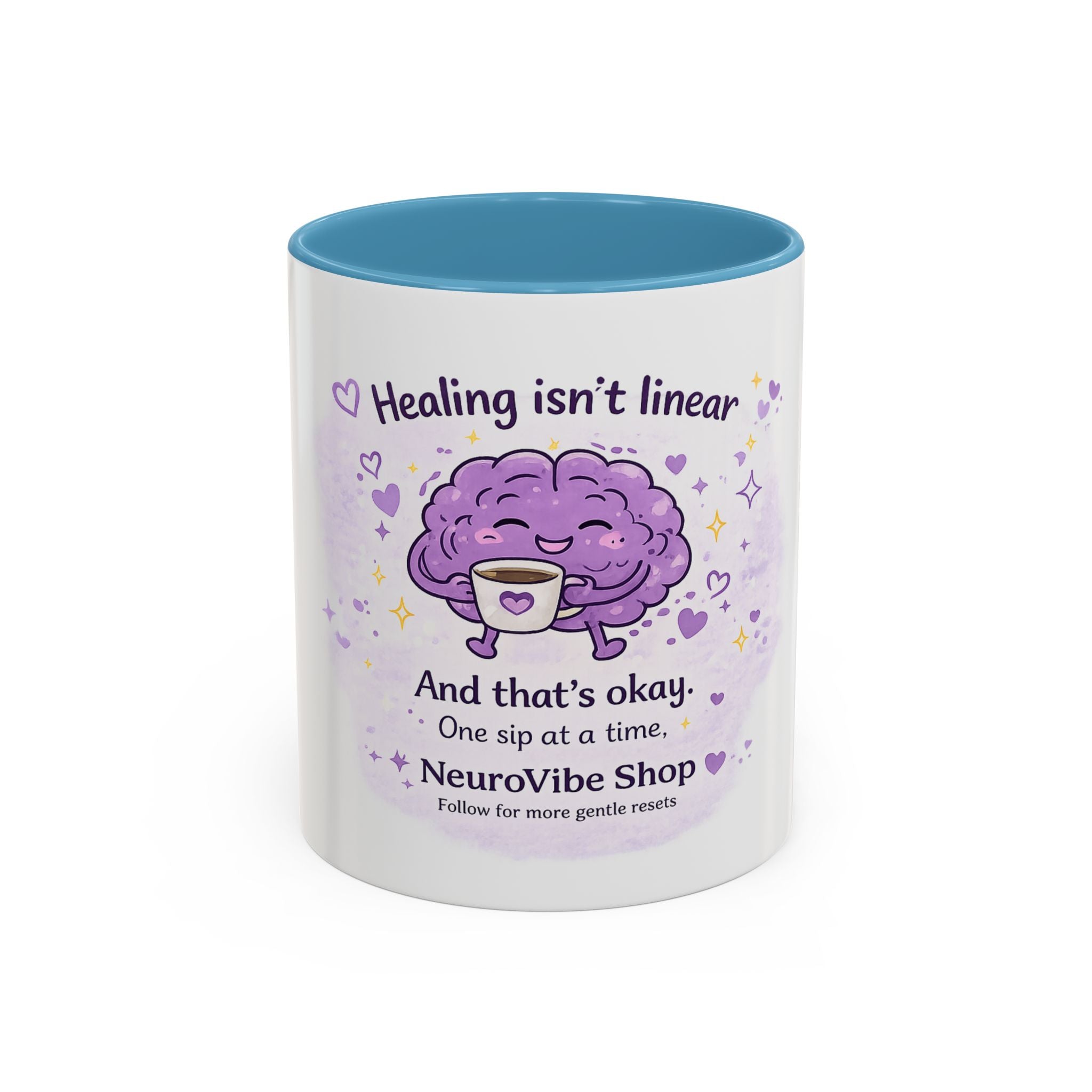 Healing Isn't Linear Coffee Mug | Cute Brain Tea/Coffee Cup, Mental Health Support Gift | NeuroVibe Shop™