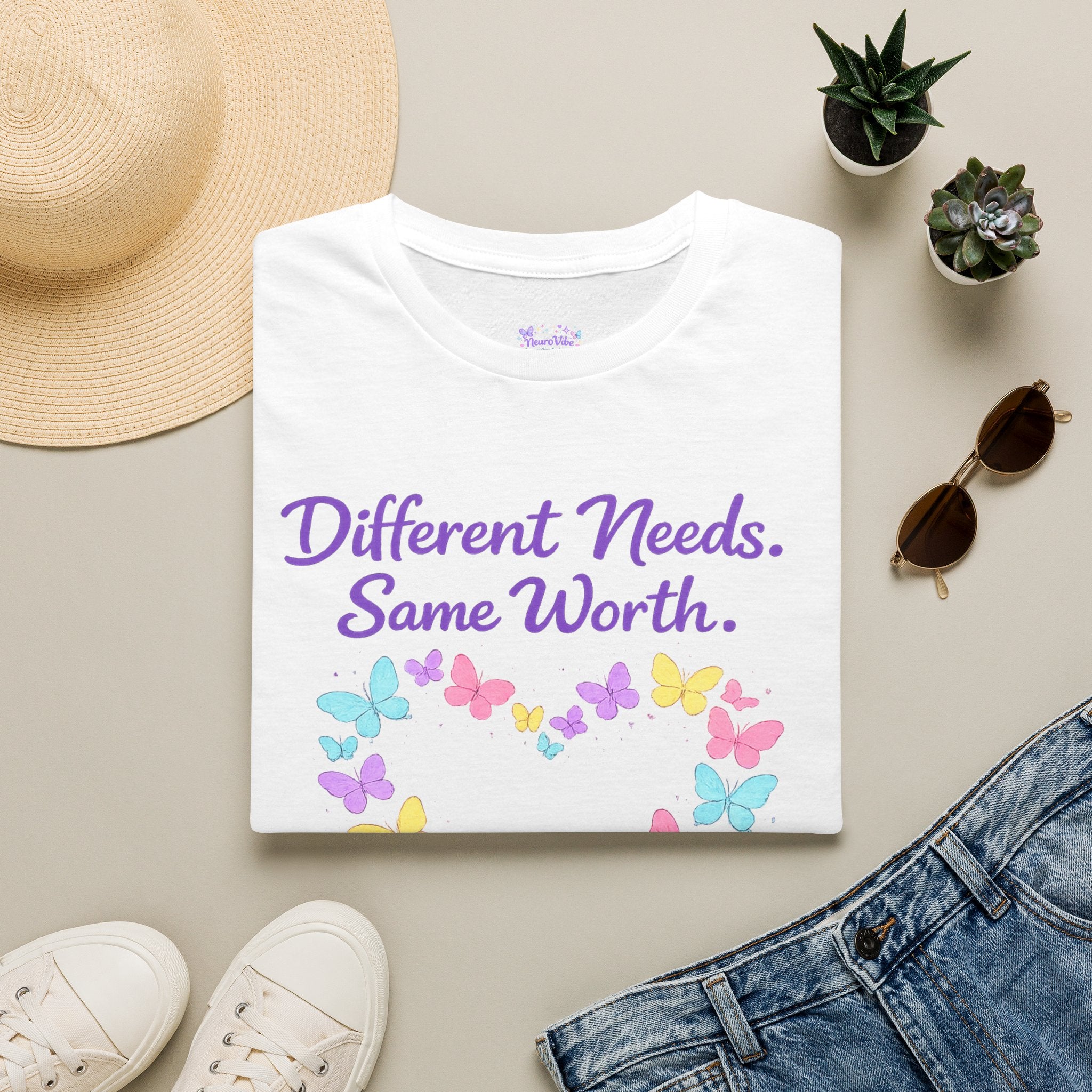 Different Needs Same Worth Shirt | Special Needs Awareness Tee | Neurodiversity Acceptance Butterfly T-Shirt