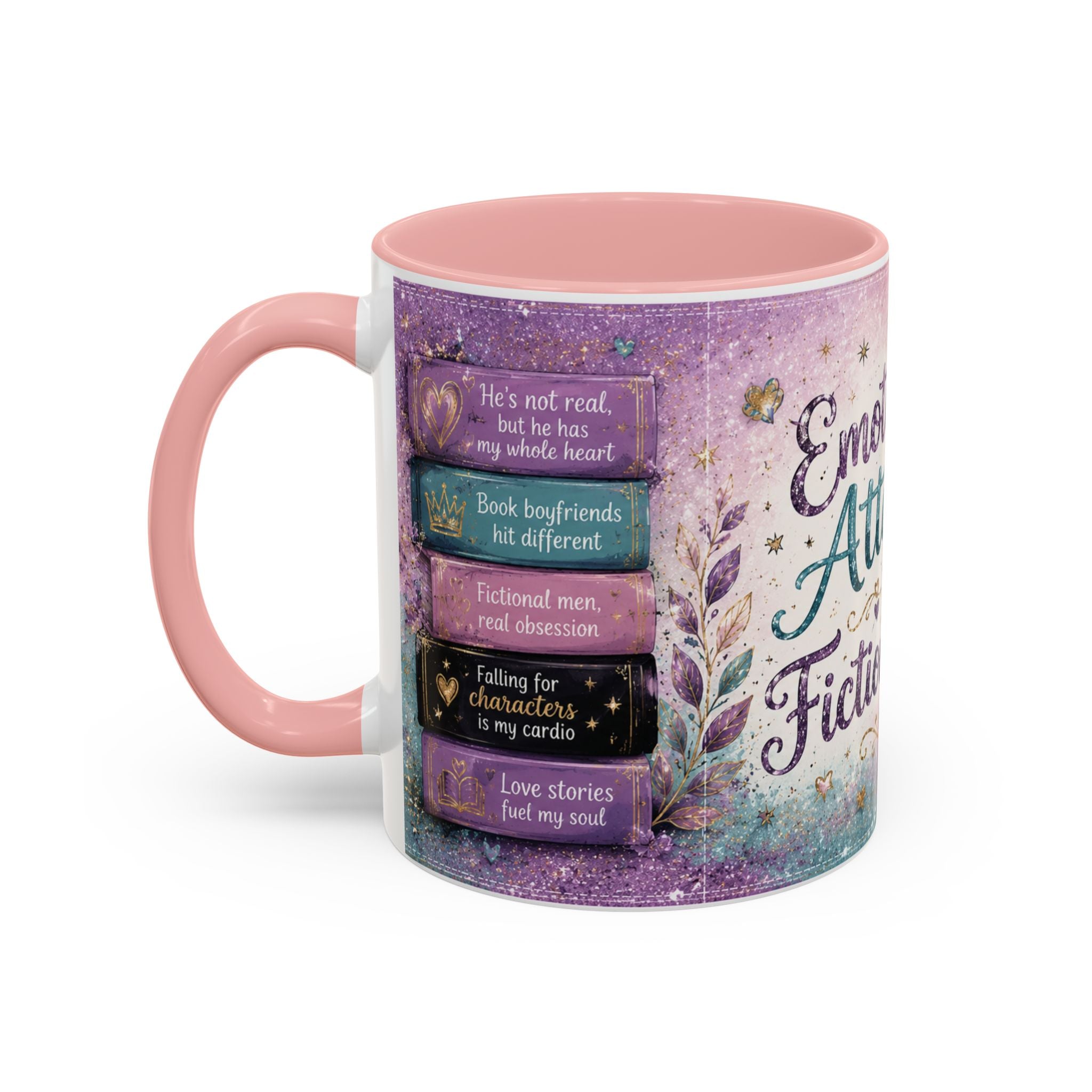 Emotionally Attached to Fictional Men Mug 💜 | Romance Reader Coffee Cup | NeuroVibe Shop™