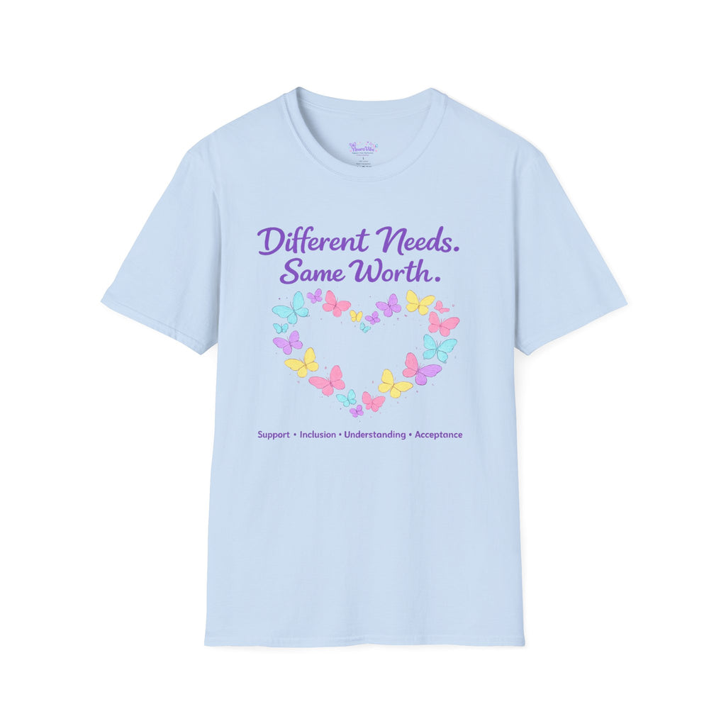 Different Needs Same Worth Shirt | Special Needs Awareness Tee | Neurodiversity Acceptance Butterfly T-Shirt