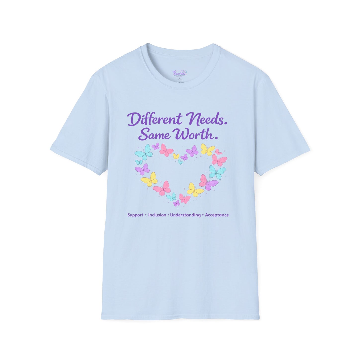 Different Needs Same Worth Shirt | Special Needs Awareness Tee | Neurodiversity Acceptance Butterfly T-Shirt