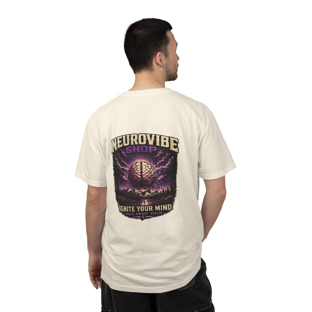 NeuroVibe Shop Ignite Your Mind T-Shirt | Purple Lightning Brain Graphic Tee | Neurodiversity Awareness Shirt | ADHD Autism Mental Health Support Apparel