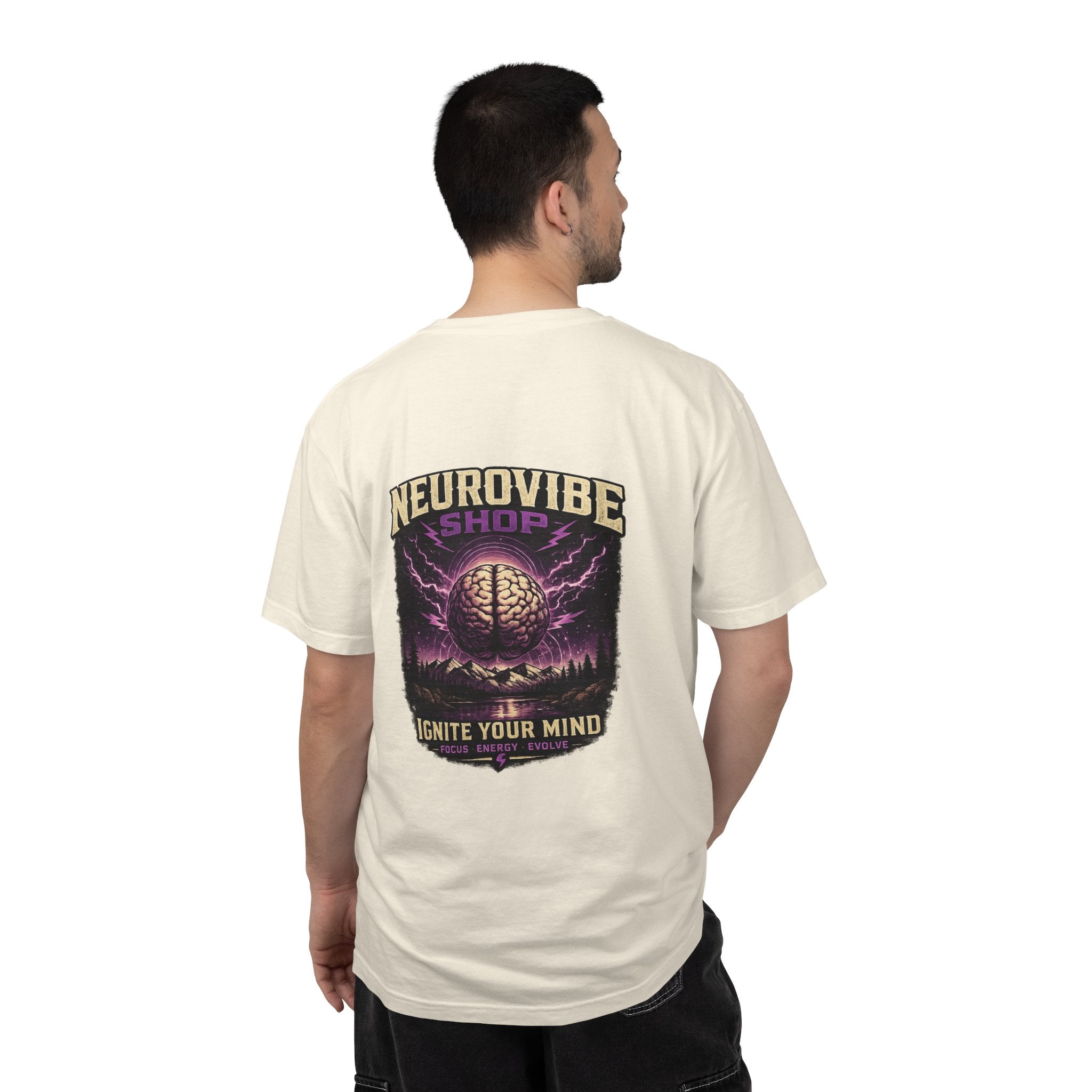 NeuroVibe Shop Ignite Your Mind T-Shirt | Purple Lightning Brain Graphic Tee | Neurodiversity Awareness Shirt | ADHD Autism Mental Health Support Apparel