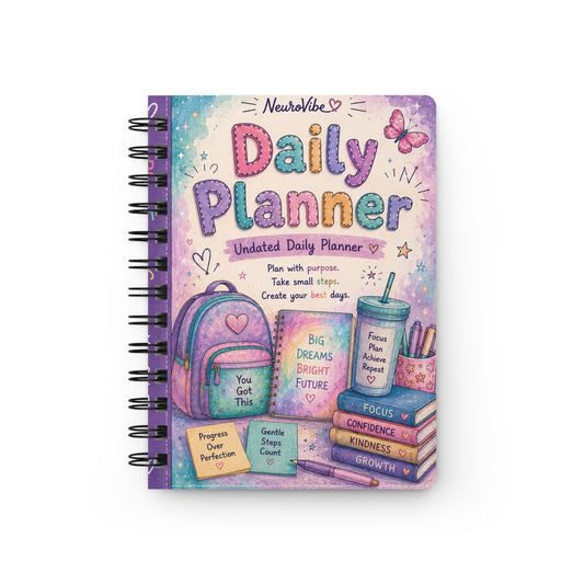 Undated Daily Planner | Neurodivergent Daily Planning Notebook | Gratitude, Goals & Tomorrow’s Plans | NeuroVibe Planner