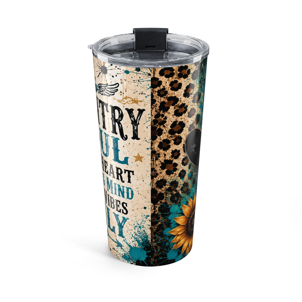 20oz Country Soul Skull Tumbler 🤠 | Leopard Cowgirl Travel Cup | NeuroVibe Shop™