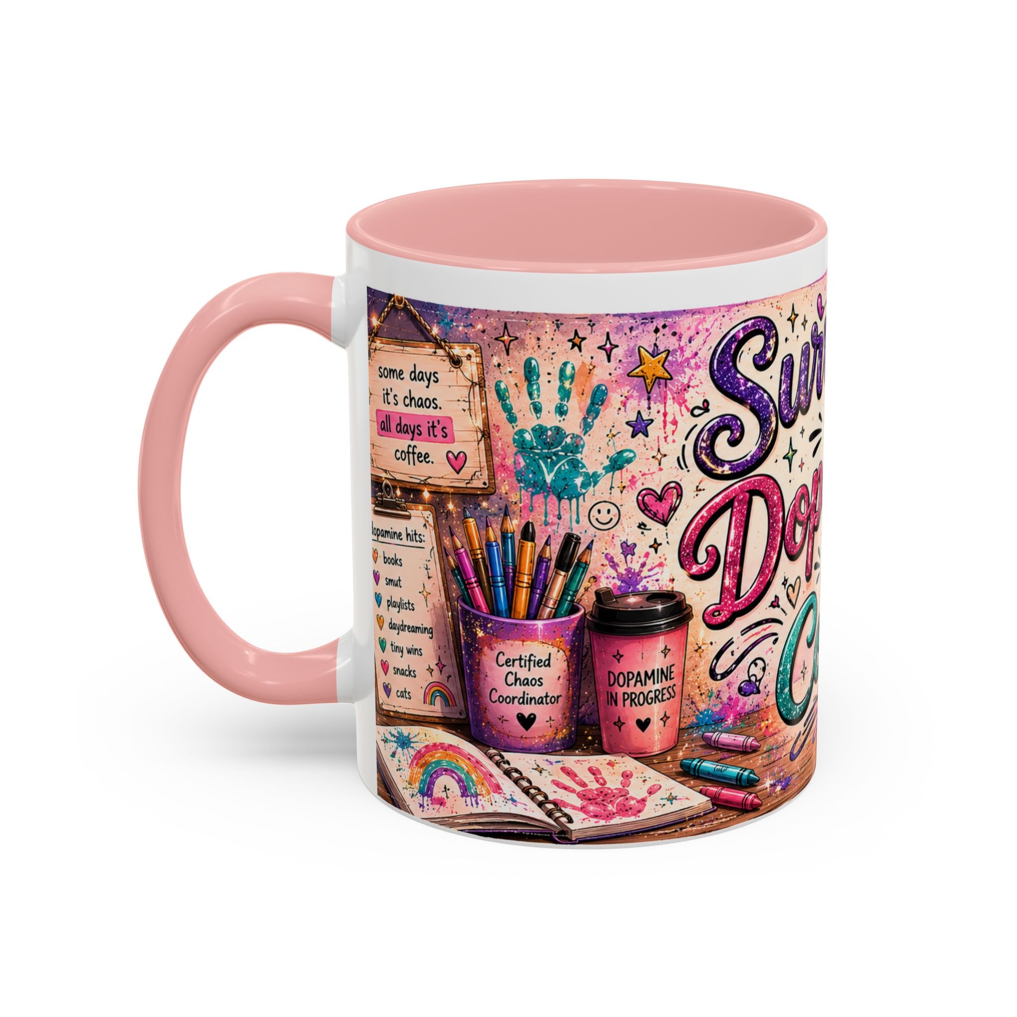 Surviving on Dopamine & Coffee Mug ☕ | Neurospicy Glitter Accent Cup | NeuroVibe Shop™