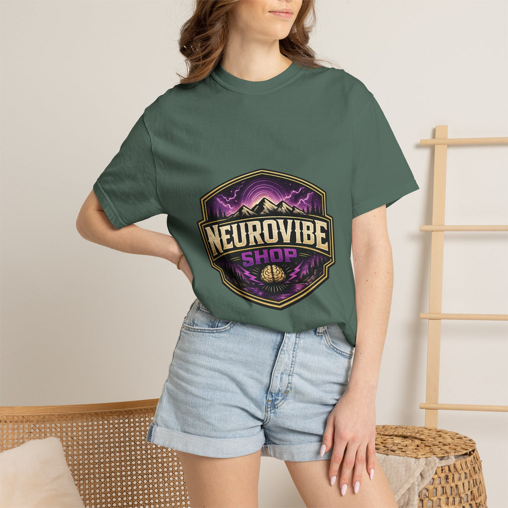 NeuroVibe Shop Ignite Your Mind T-Shirt | Purple Lightning Brain Graphic Tee | Neurodiversity Awareness Shirt | ADHD Autism Mental Health Support Apparel