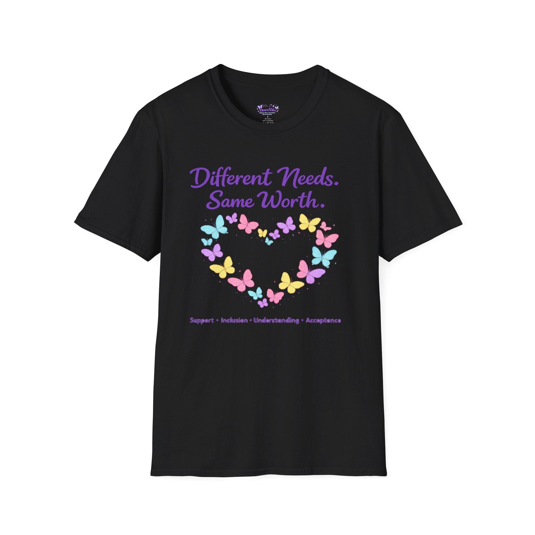 Different Needs Same Worth Shirt | Special Needs Awareness Tee | Neurodiversity Acceptance Butterfly T-Shirt