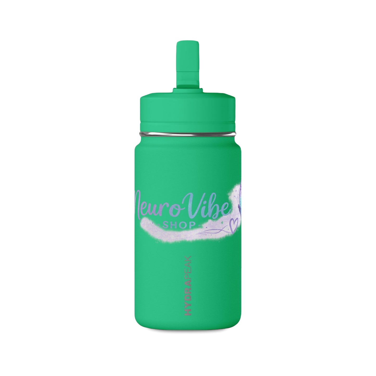 NeuroVibe Butterfly Mini Water Bottle | Kids Back-to-School Drink Bottle | Purple Teal School Hydration Bottle
