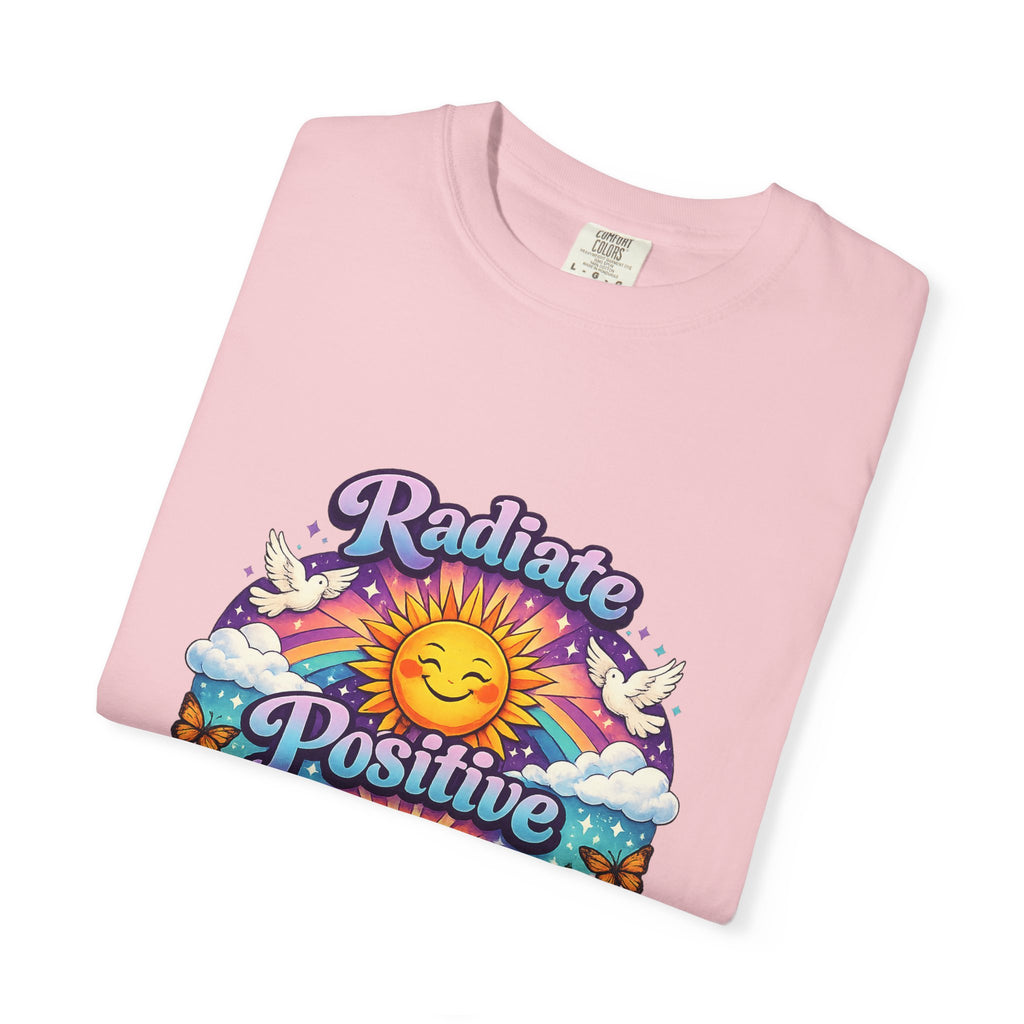 Radiate Positive Shirt – Groovy Purple & Teal Sunshine Floral Tee | Mental Health Awareness Gift