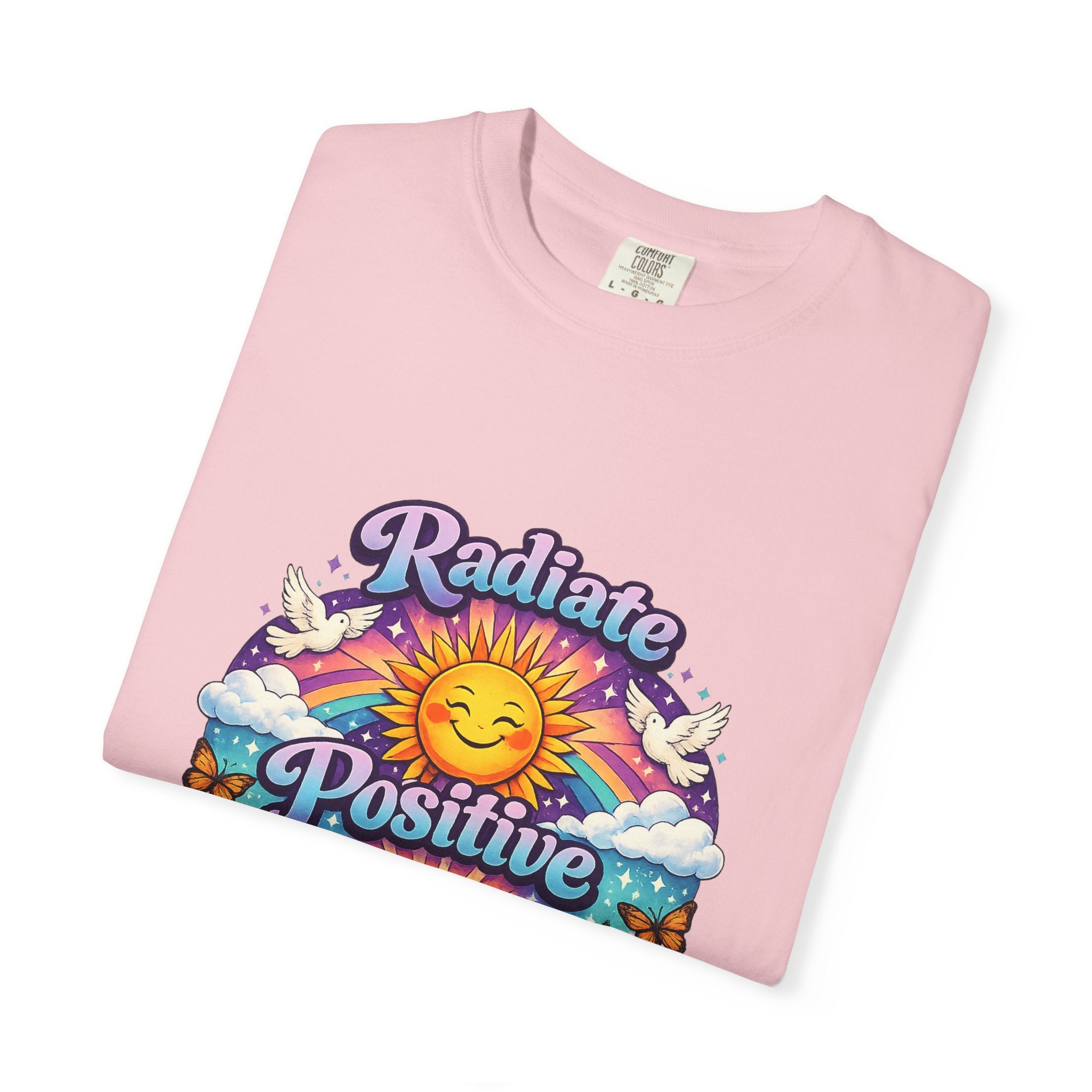 Radiate Positive Shirt – Groovy Purple & Teal Sunshine Floral Tee | Mental Health Awareness Gift