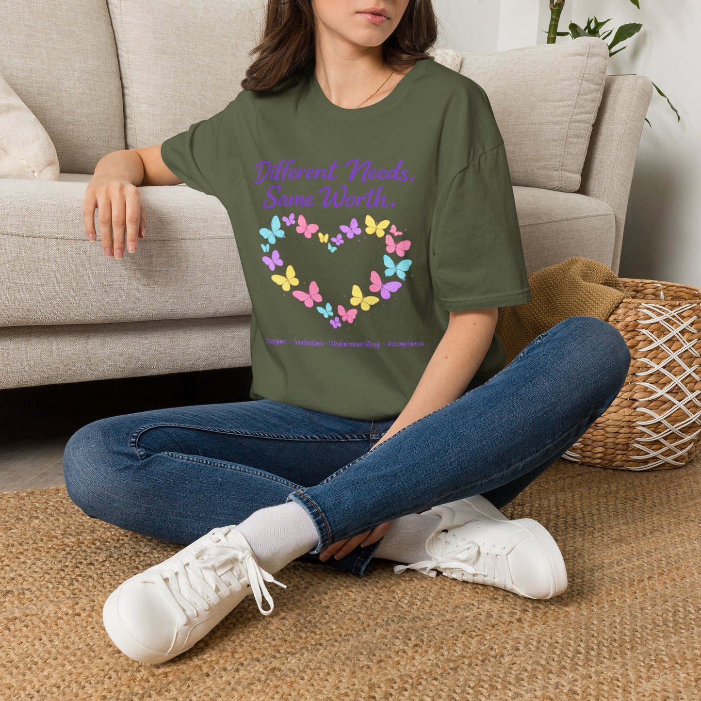 Different Needs Same Worth Shirt | Special Needs Awareness Tee | Neurodiversity Acceptance Butterfly T-Shirt