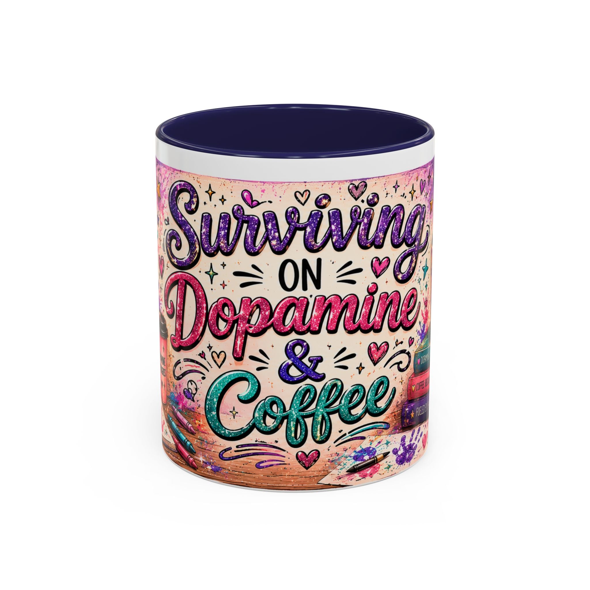 Surviving on Dopamine & Coffee Mug ☕ | Neurospicy Glitter Accent Cup | NeuroVibe Shop™