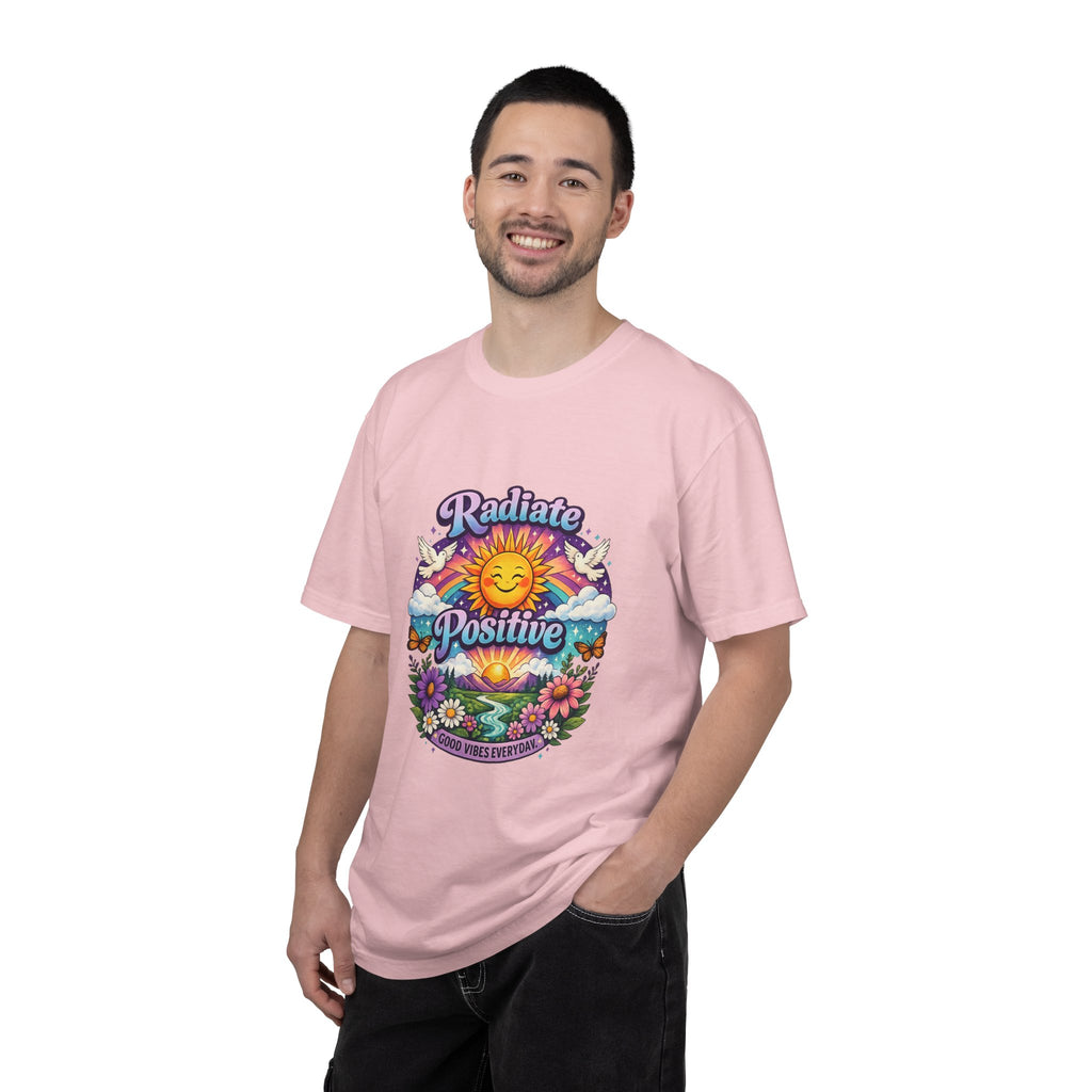 Radiate Positive Shirt – Groovy Purple & Teal Sunshine Floral Tee | Mental Health Awareness Gift