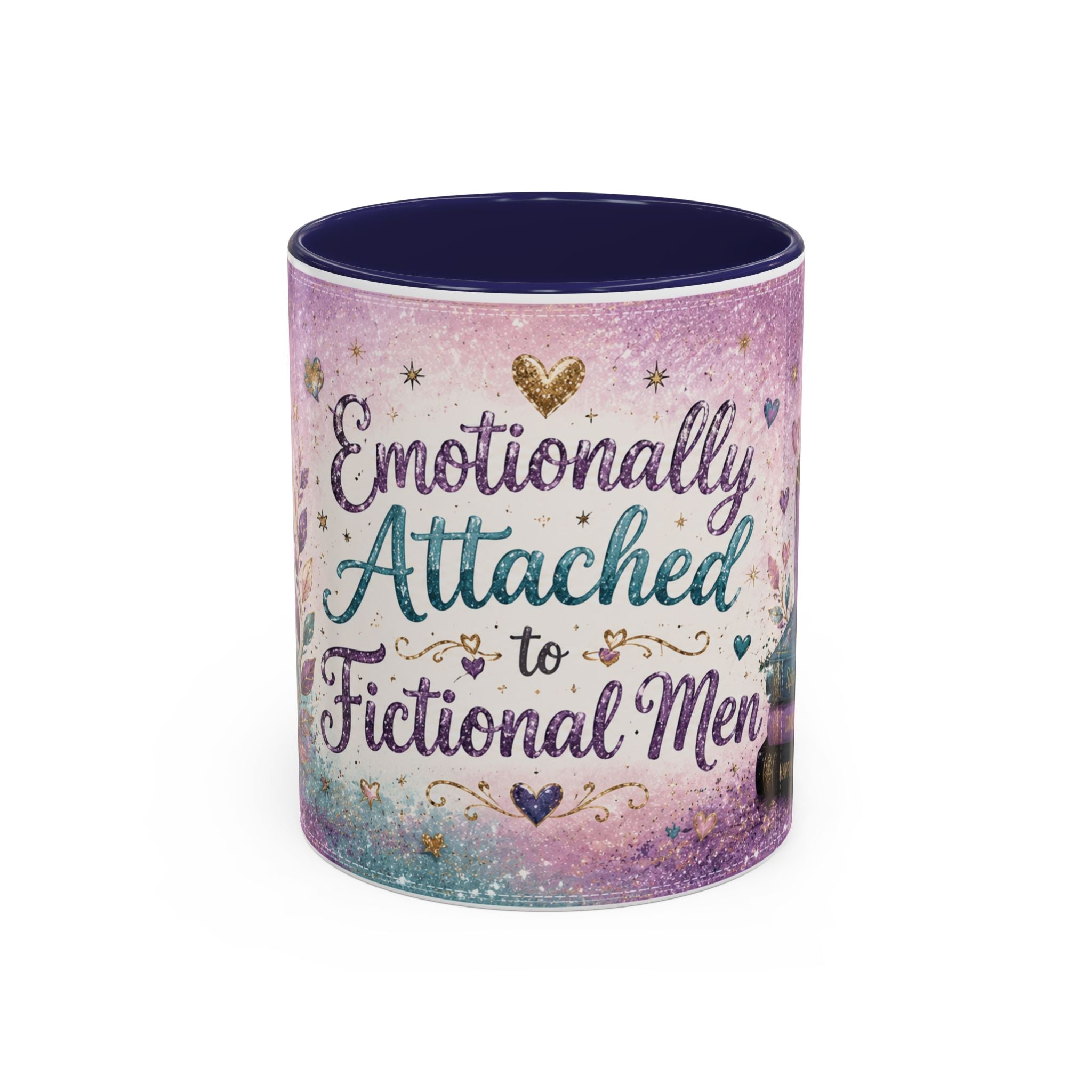 Emotionally Attached to Fictional Men Mug 💜 | Romance Reader Coffee Cup | NeuroVibe Shop™