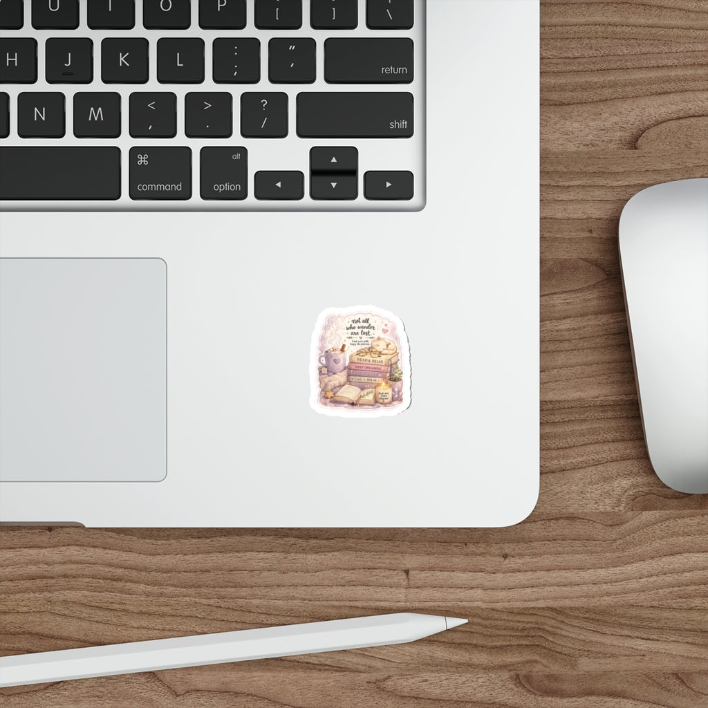 📚 Stay Cozy Reading Sticker | Cozy Books, Cat & Tea Aesthetic Pastel Decal
