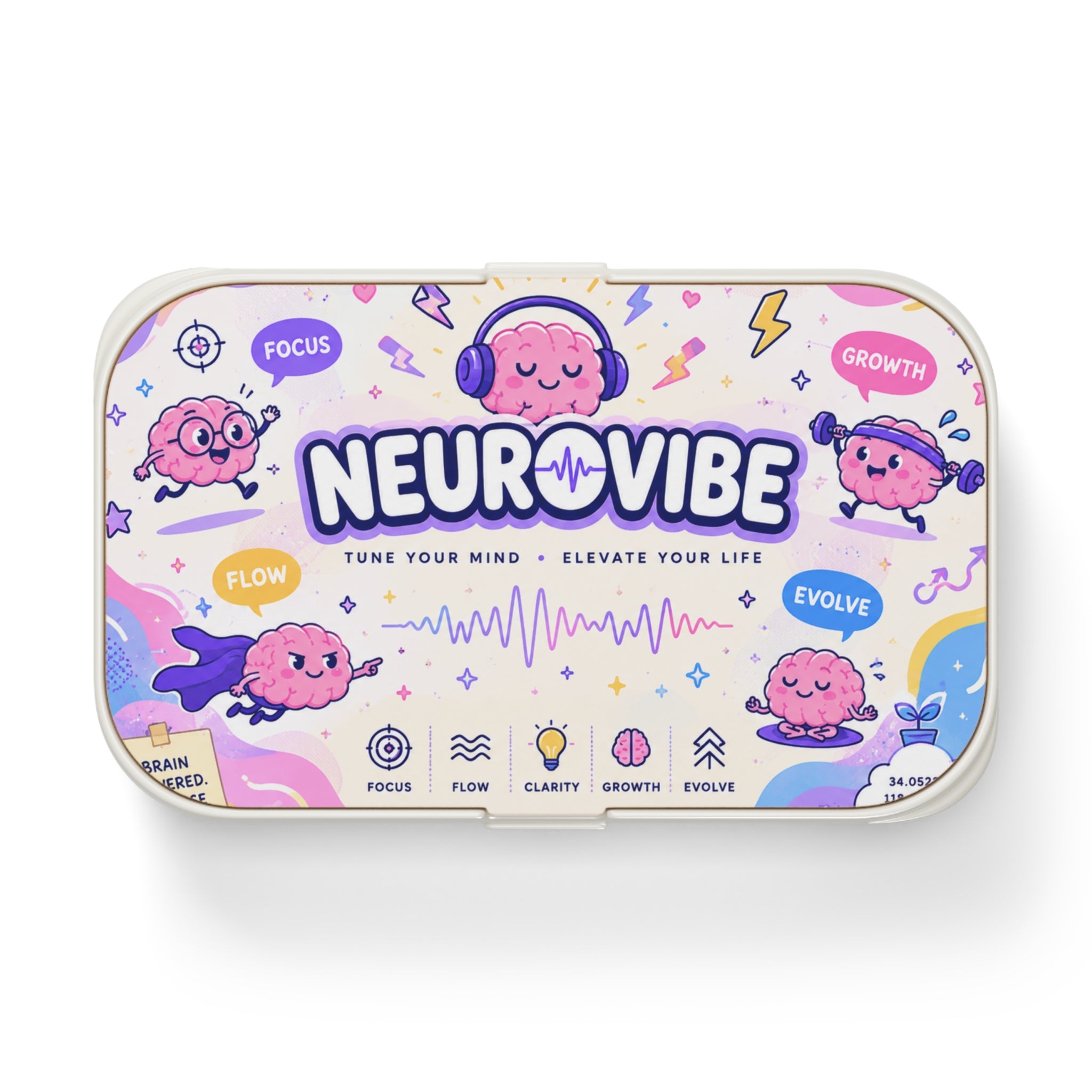💜 NeuroVibe Gentle Reset Bento Box | Cute Meal Prep & School Lunch Container | NeuroVibe Shop™