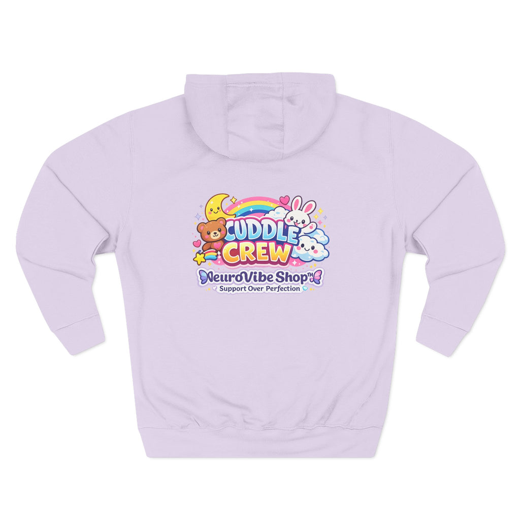 Radiate Positive Hoodie – Front Graphic with Cuddle Crew Back Design | Purple Teal Sunshine Hoodie | Positive Vibes Mental Health Apparel