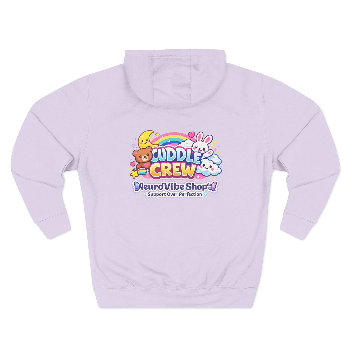 Radiate Positive Hoodie – Front Graphic with Cuddle Crew Back Design | Purple Teal Sunshine Hoodie | Positive Vibes Mental Health Apparel