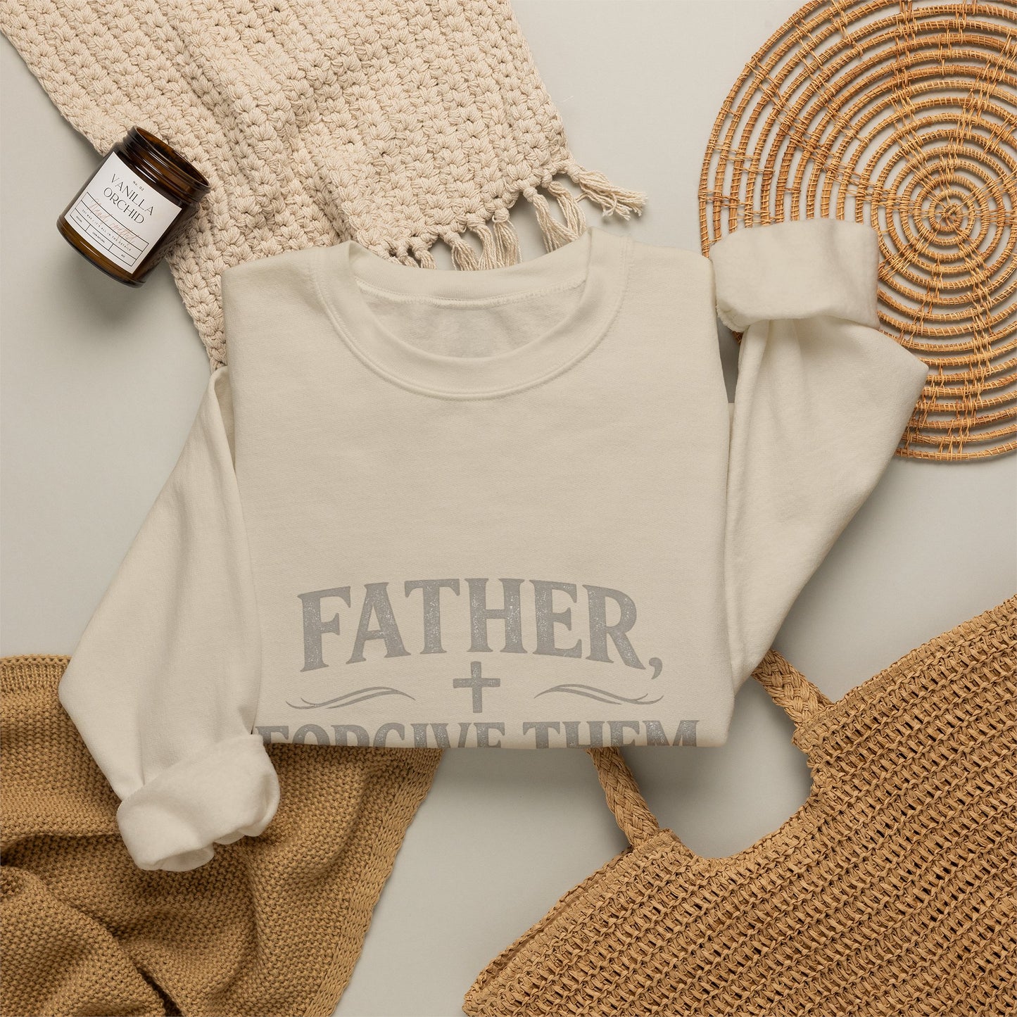 Father, Forgive Them Crewneck Sweatshirt | Luke 23:34 Christian Faith Sweatshirt