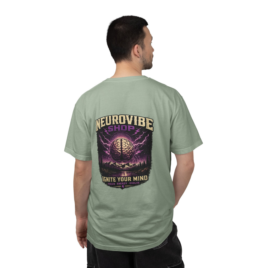 NeuroVibe Shop Ignite Your Mind T-Shirt | Purple Lightning Brain Graphic Tee | Neurodiversity Awareness Shirt | ADHD Autism Mental Health Support Apparel
