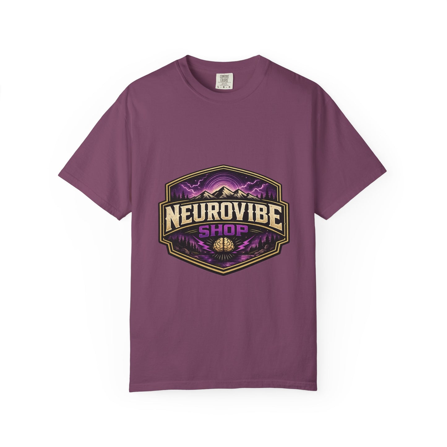 NeuroVibe Shop Ignite Your Mind T-Shirt | Purple Lightning Brain Graphic Tee | Neurodiversity Awareness Shirt | ADHD Autism Mental Health Support Apparel