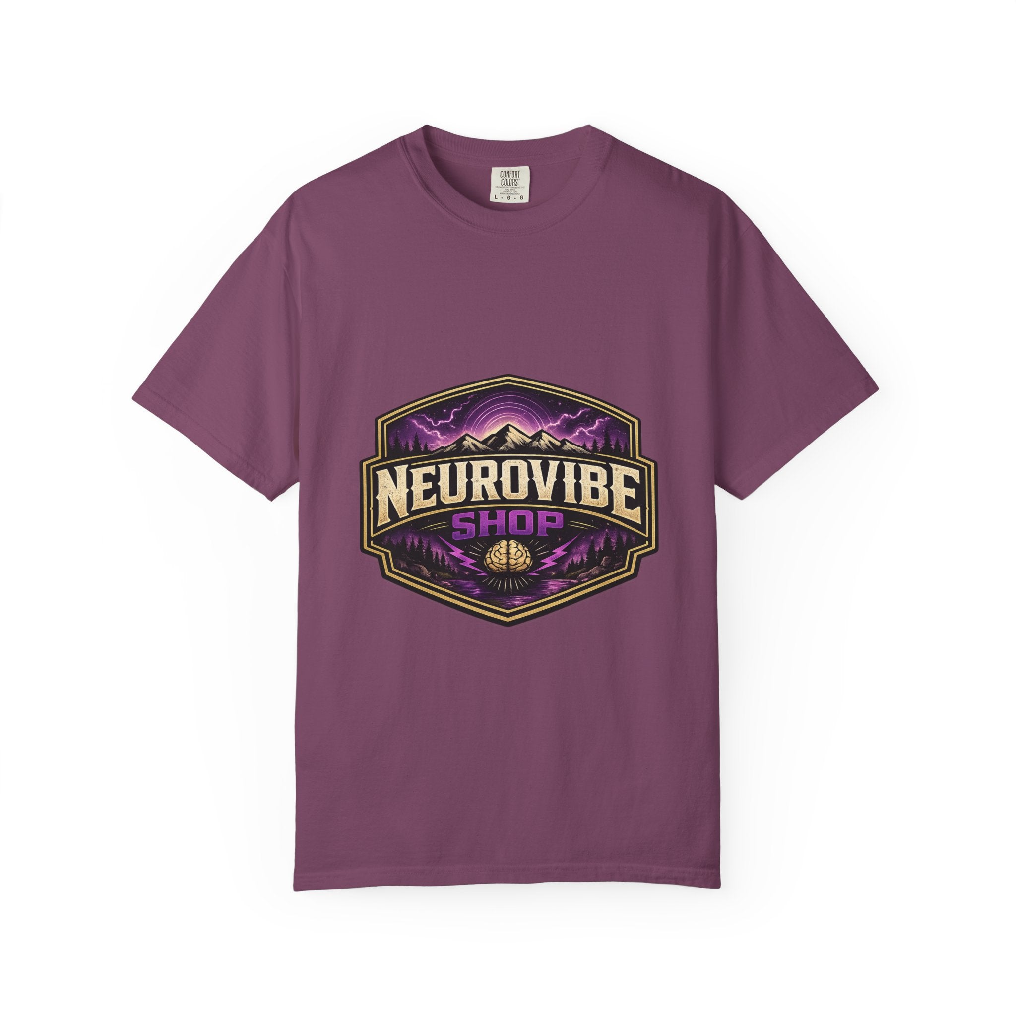 NeuroVibe Shop Ignite Your Mind T-Shirt | Purple Lightning Brain Graphic Tee | Neurodiversity Awareness Shirt | ADHD Autism Mental Health Support Apparel