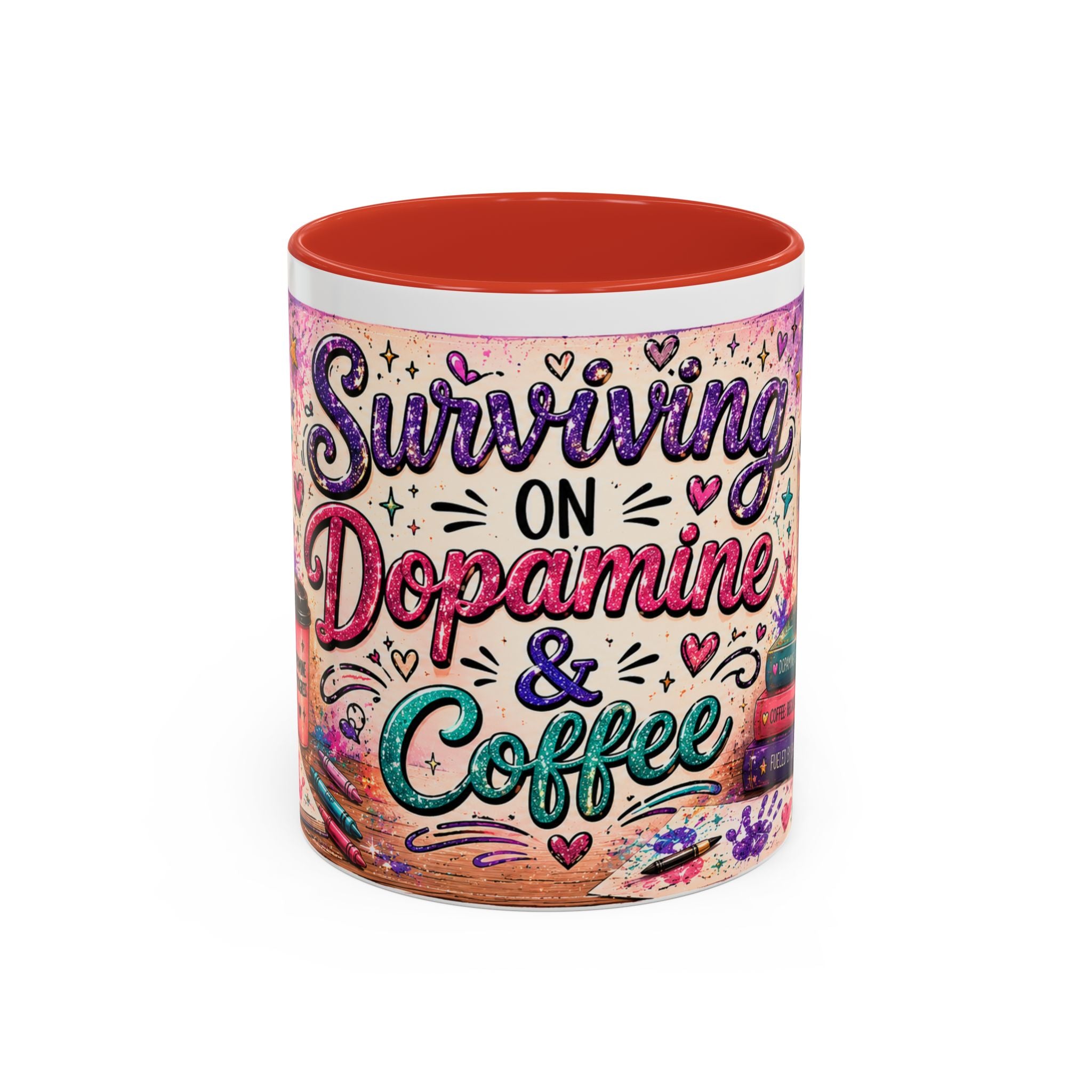 Surviving on Dopamine & Coffee Mug ☕ | Neurospicy Glitter Accent Cup | NeuroVibe Shop™