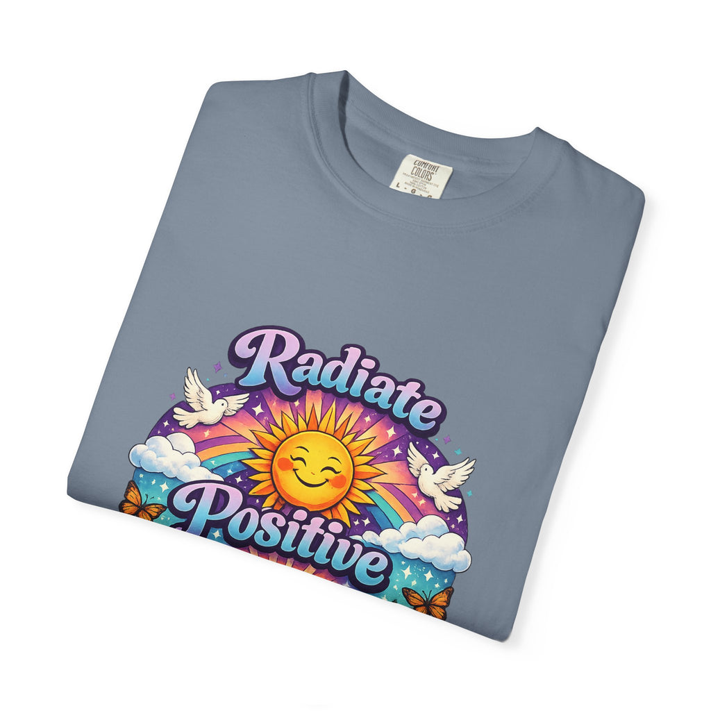 Radiate Positive Shirt – Groovy Purple & Teal Sunshine Floral Tee | Mental Health Awareness Gift