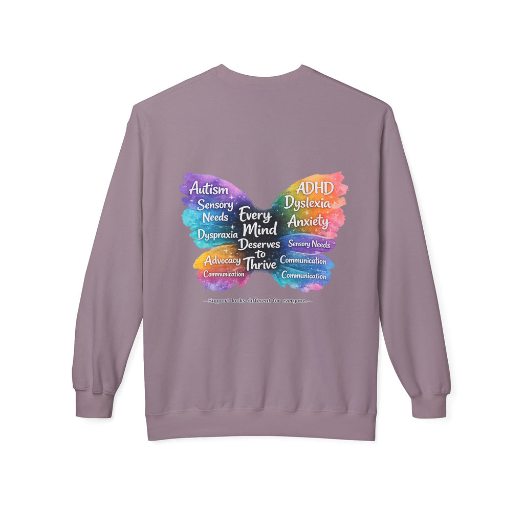 Different Needs Same Worth Crewneck | Special Needs Awareness Sweatshirt | Neurodiversity Acceptance Butterfly Sweatshirt | Inclusion Support Sweatshirt