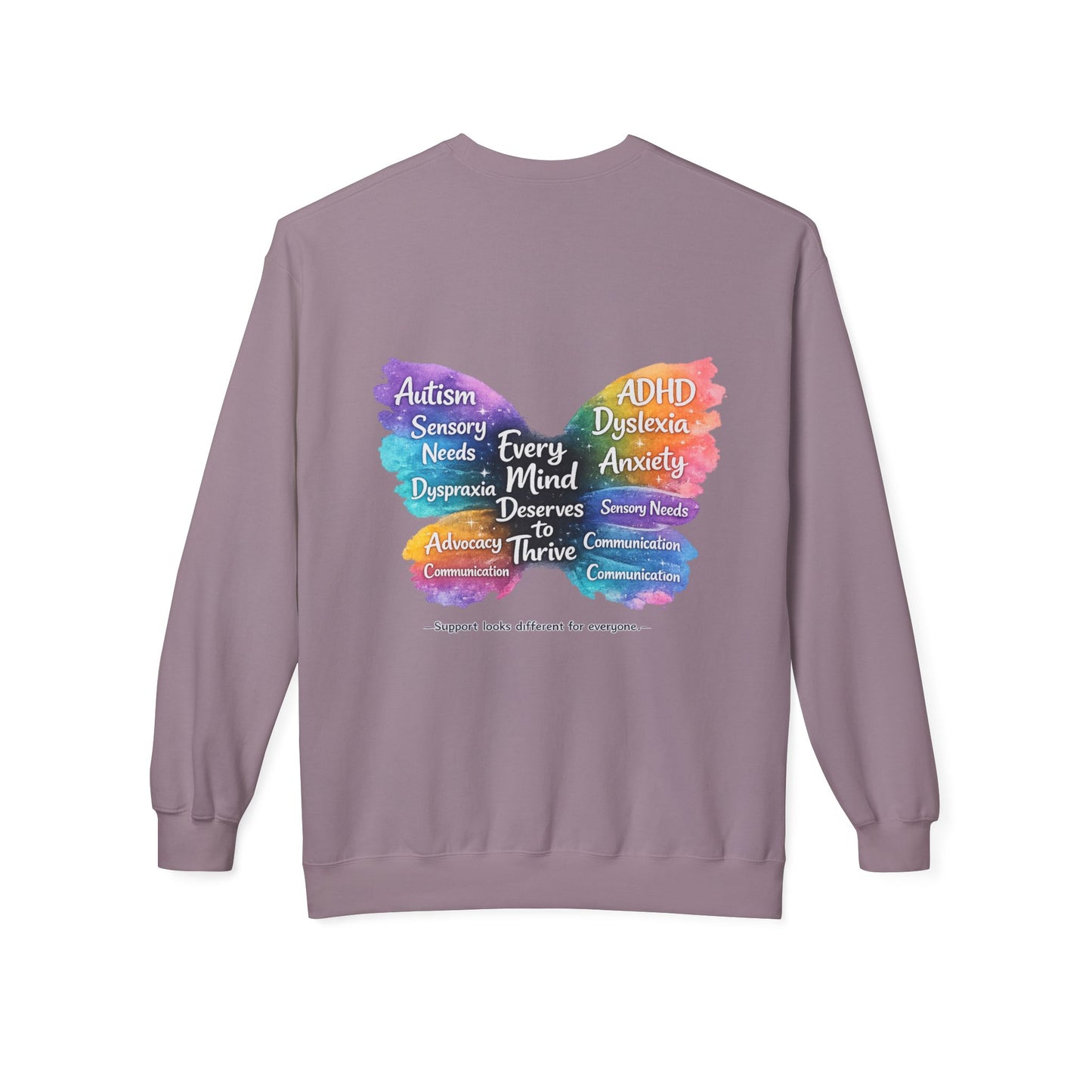 Different Needs Same Worth Crewneck | Special Needs Awareness Sweatshirt | Neurodiversity Acceptance Butterfly Sweatshirt | Inclusion Support Sweatshirt