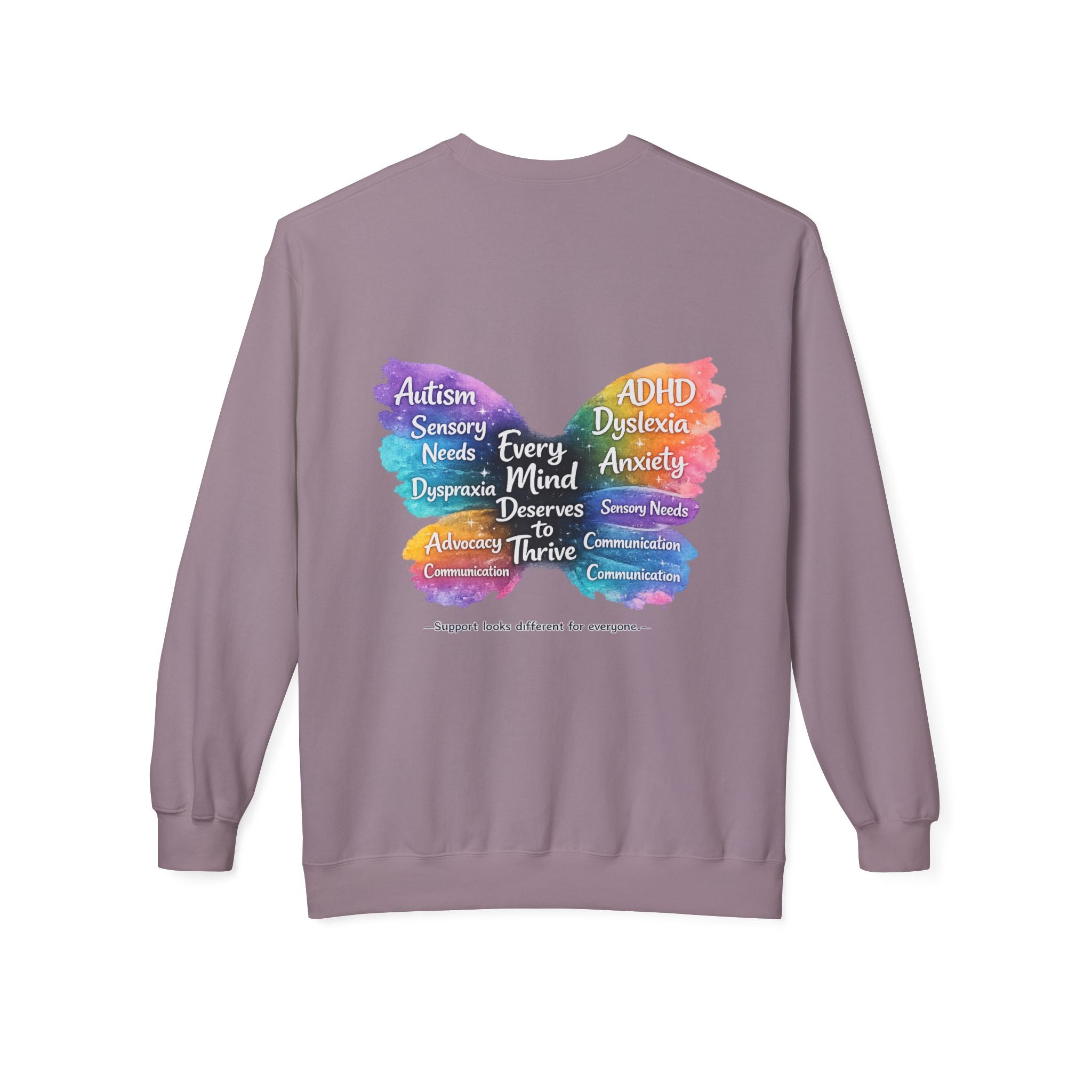 Different Needs Same Worth Crewneck | Special Needs Awareness Sweatshirt | Neurodiversity Acceptance Butterfly Sweatshirt | Inclusion Support Sweatshirt