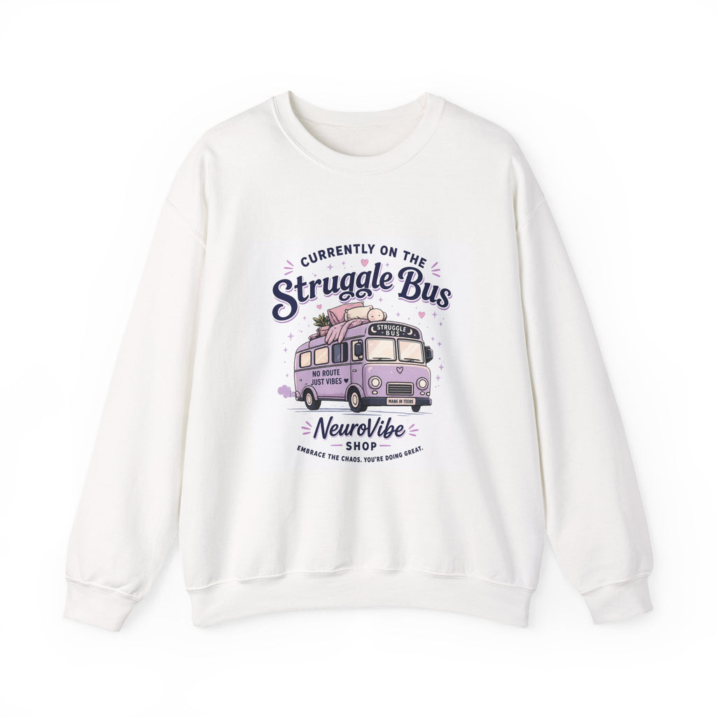 Currently on the Struggle Bus Crewneck 💜 | Retro Mental Health Sweatshirt | NeuroVibe Shop™