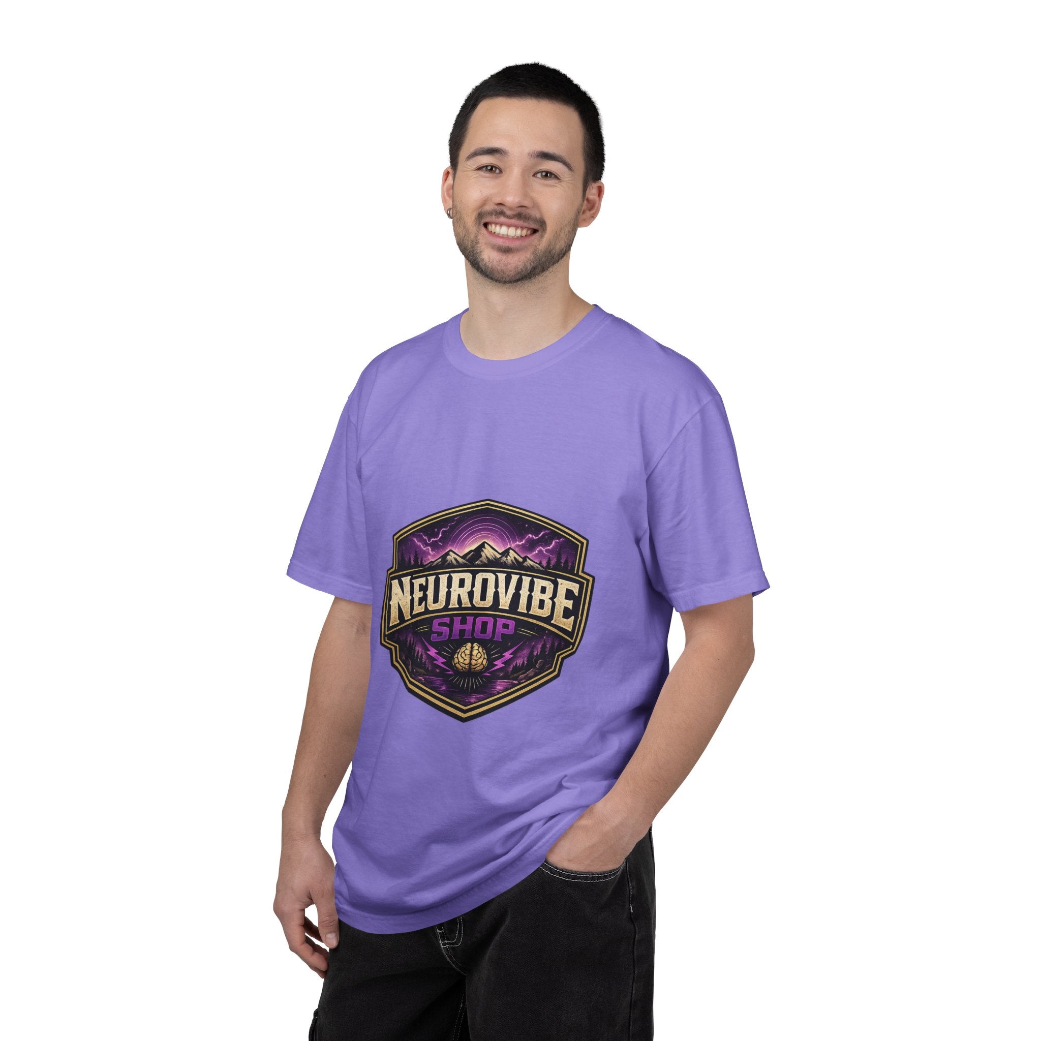 NeuroVibe Shop Ignite Your Mind T-Shirt | Purple Lightning Brain Graphic Tee | Neurodiversity Awareness Shirt | ADHD Autism Mental Health Support Apparel