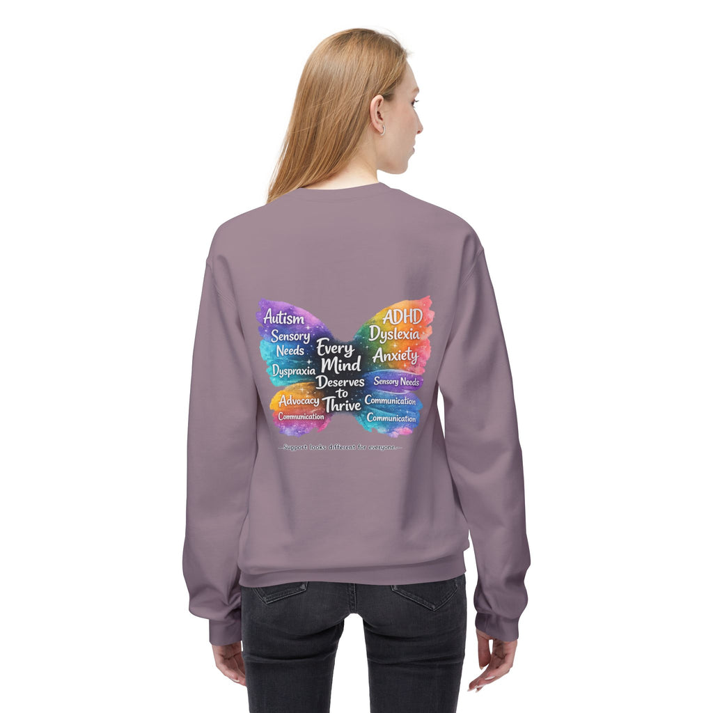 Different Needs Same Worth Crewneck | Special Needs Awareness Sweatshirt | Neurodiversity Acceptance Butterfly Sweatshirt | Inclusion Support Sweatshirt
