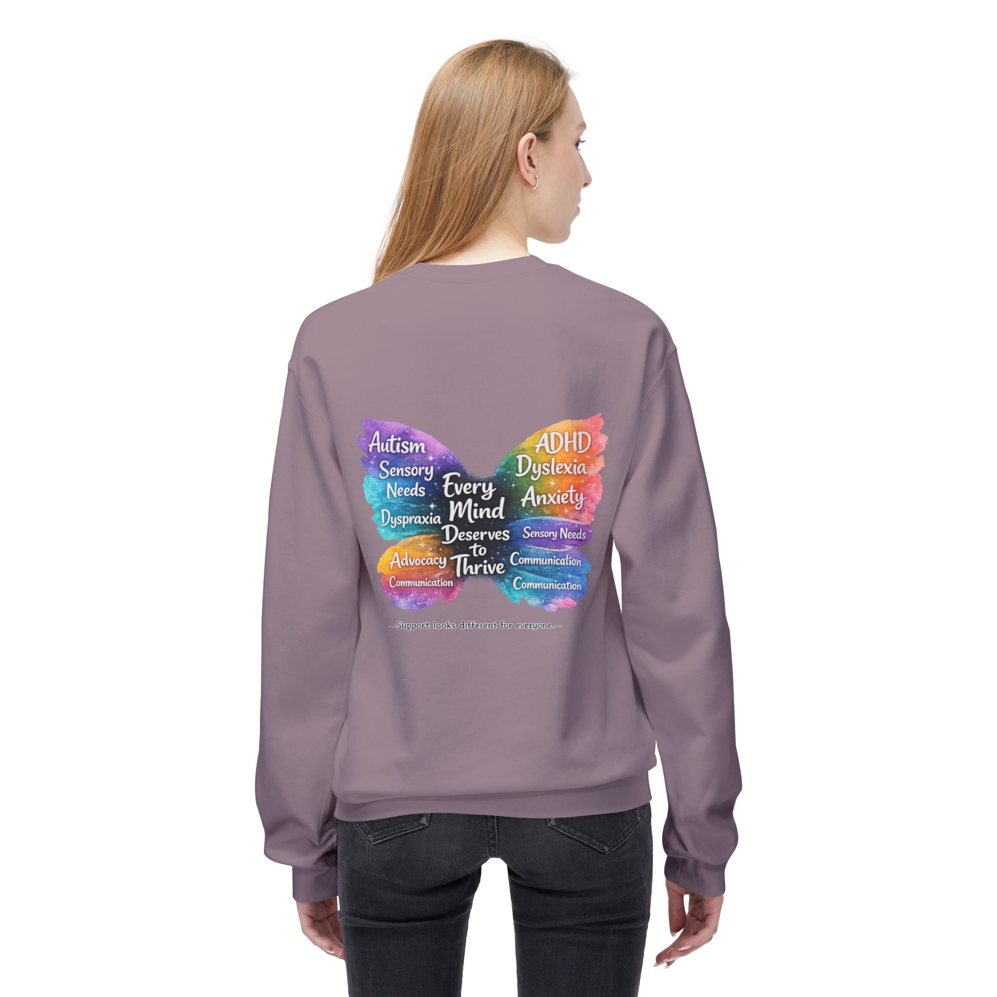 Different Needs Same Worth Crewneck | Special Needs Awareness Sweatshirt | Neurodiversity Acceptance Butterfly Sweatshirt | Inclusion Support Sweatshirt
