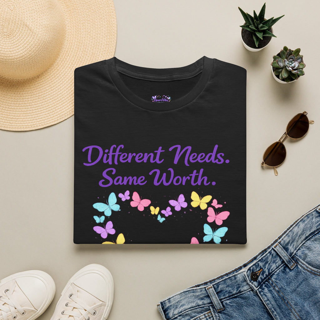 Different Needs Same Worth Shirt | Special Needs Awareness Tee | Neurodiversity Acceptance Butterfly T-Shirt