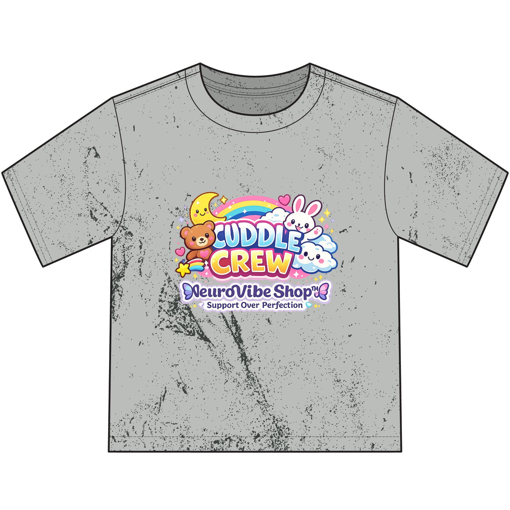 Cuddle Crew Youth T-Shirt | Currently on the Struggle Bus Back Print | NeuroVibe Shop™ Kids Mental Health Tee