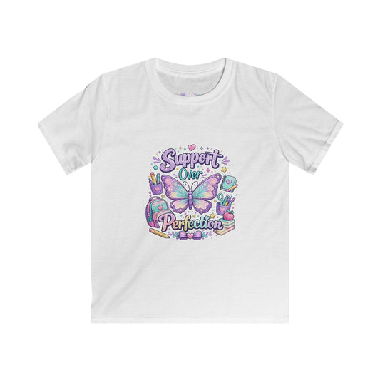 Support Over Perfection T-Shirt | Butterfly School Graphic Tee | Neurodiversity Awareness Apparel 🚌💜📚🌈