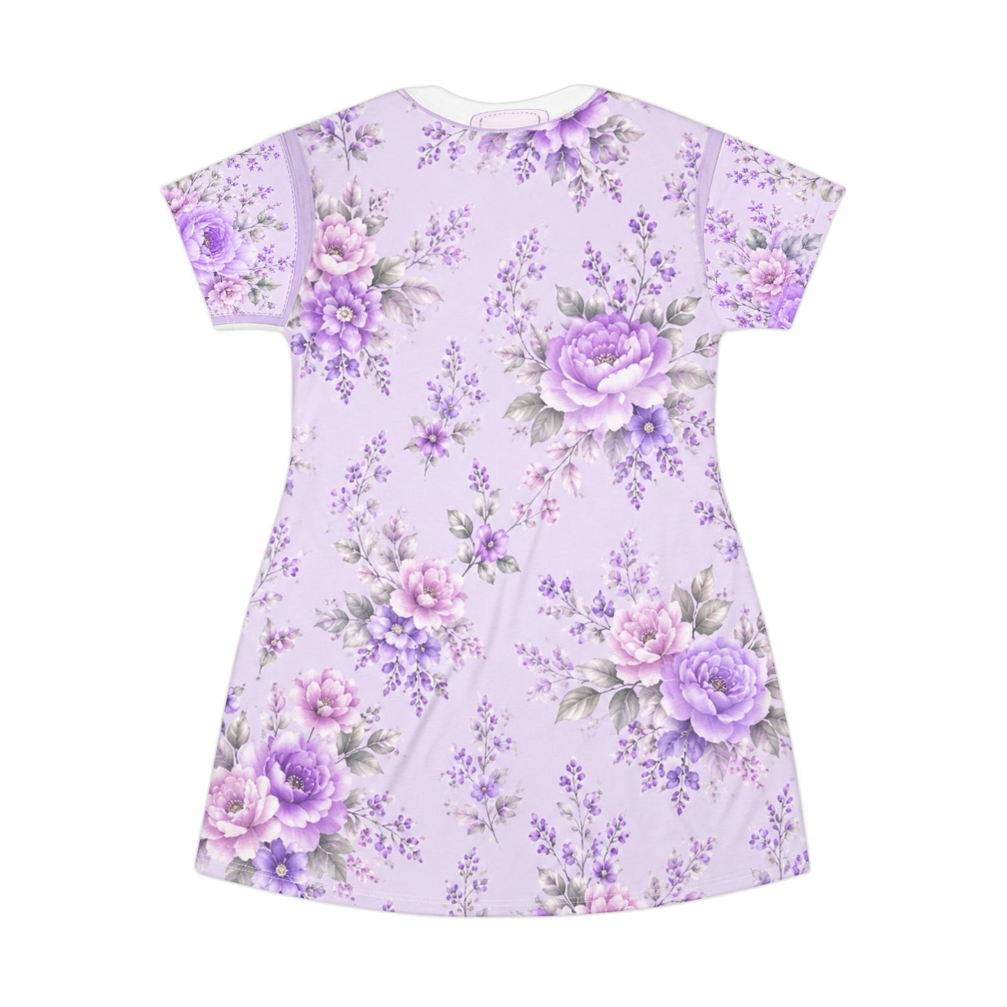 💜 Pastel Purple Floral T-Shirt Dress Nightgown | Soft Sleeveless Sleep Dress | Cozy Lounge Dress for Women