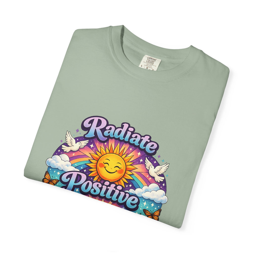 Radiate Positive Shirt – Groovy Purple & Teal Sunshine Floral Tee | Mental Health Awareness Gift